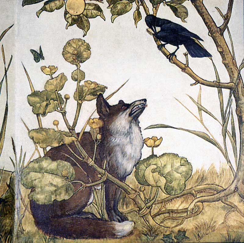 Castle Coch : décor des fables d'Esope (Le Corbeau et le
        Renard)