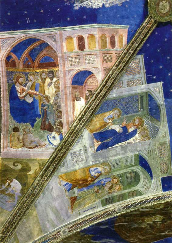 Avignon :
                  fresque de Matteo Giovanetti sur la voûte de la
                  chapelle Saint Martial