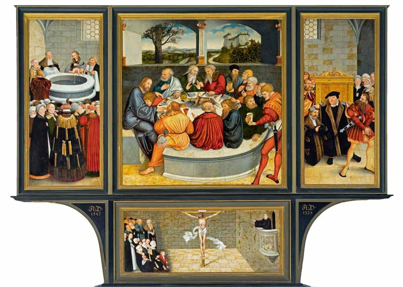 Wittenberg : tryptique de L. Cranach : la Réforme