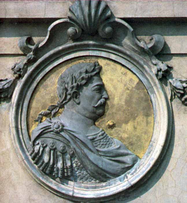 Jardin de
                  Wilanow : médaillon du Roi Jean IV