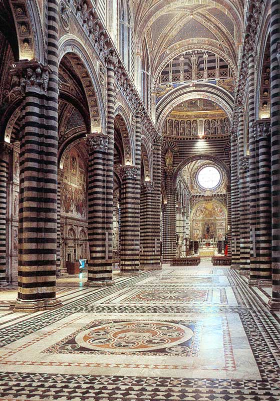 Le pavage de marbre polychrome de la cathédrale
                  de Sienna
