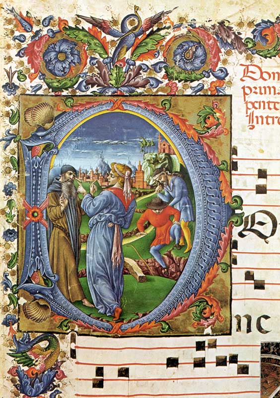 Miniature du Liberale da Verona (1445-1526) : La
                  parabole del trave