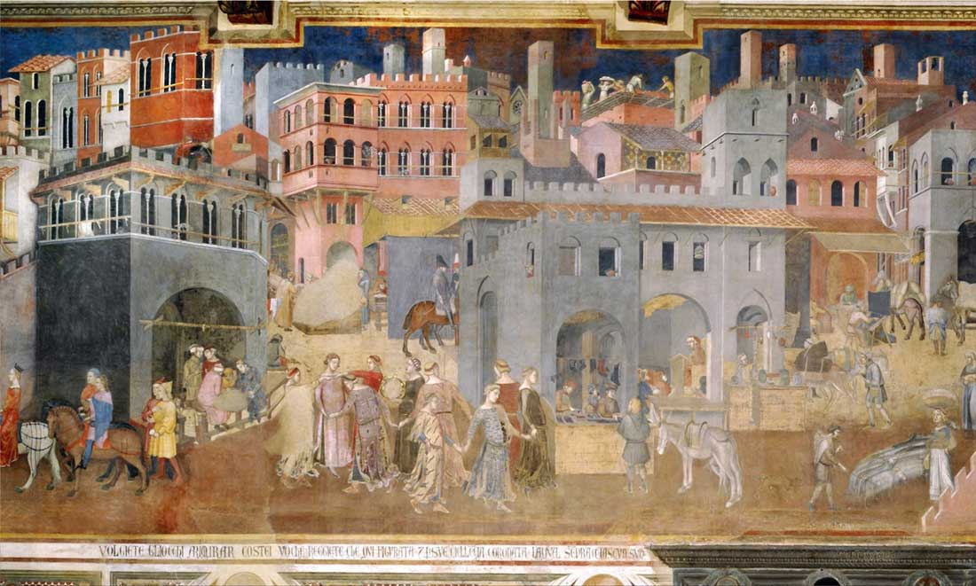 Sienna Palazzo Publico "Allegorie du bon et du mauvais
        gouvernement" par Ambroglio Lorenzetti 1337