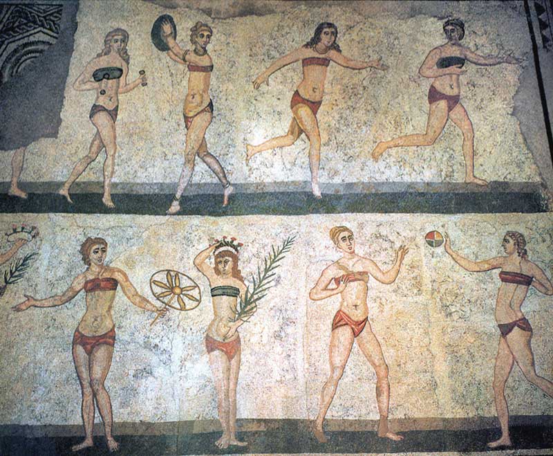 Piazza Armerina : mosaïque de la salle des jeux du
            gymnase