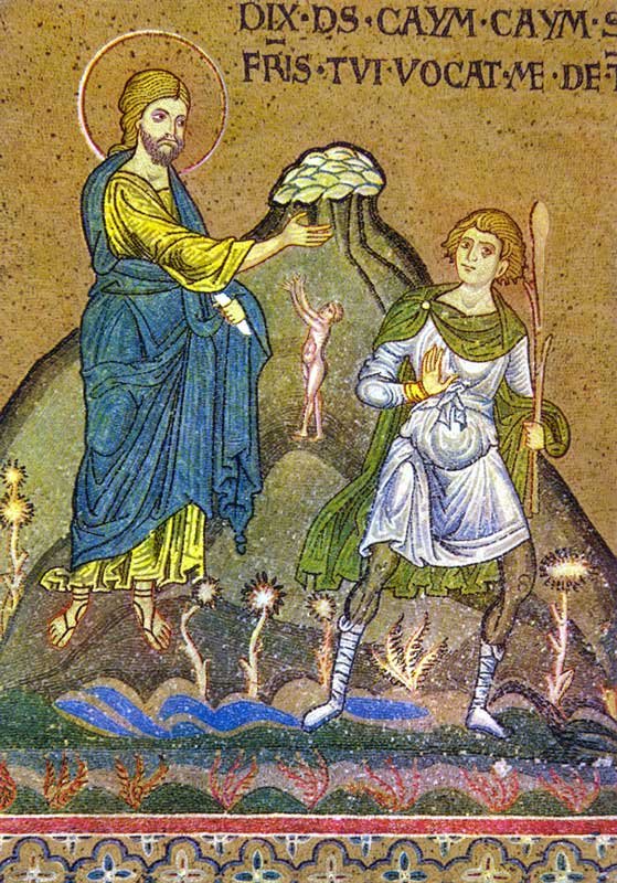 Mosaïque de la cathédrale de Monreale : La
                      Malédiction de Caïn