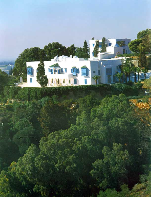 Sidi Bou Saïd : le palais Ennajma Ezzahra vu du
                haut de la colline