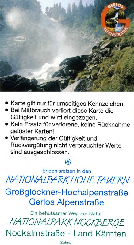 Billet du
                  parc Hohe Tauern