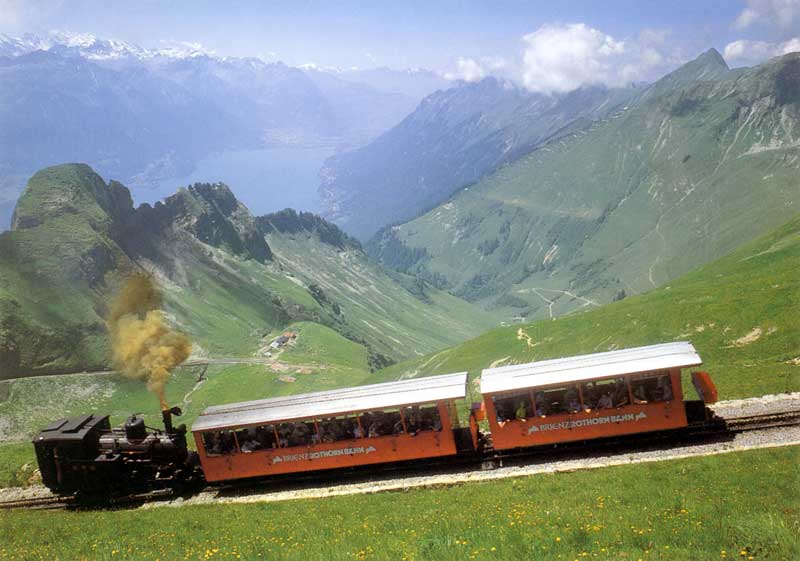 Le petit
                train à vapeur au dessus de Brienz