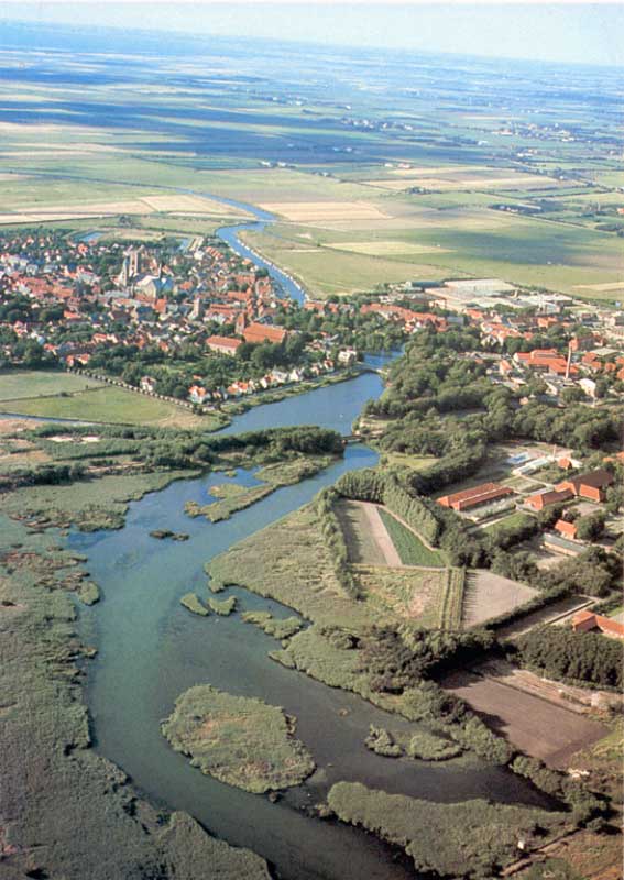 Vue aérienne
              de Ribe