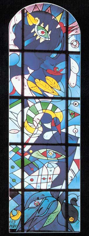 Vitrail moderne dans l'église Ste Catherine
