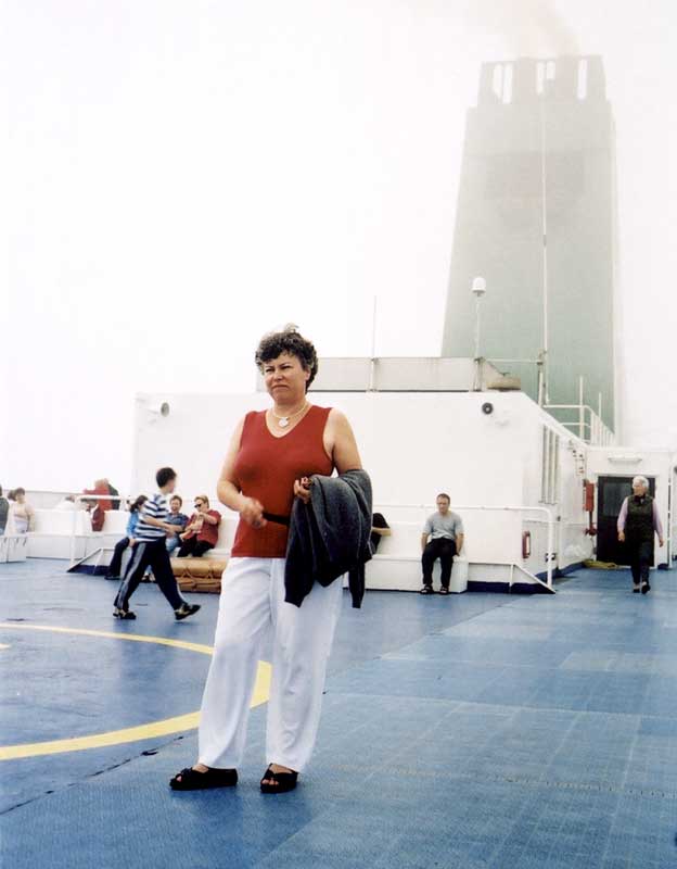 Rosslare : Monique sur le pont du Normandy