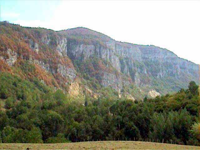 Vallée au
              pied des falaises des Bauges à Rochefort