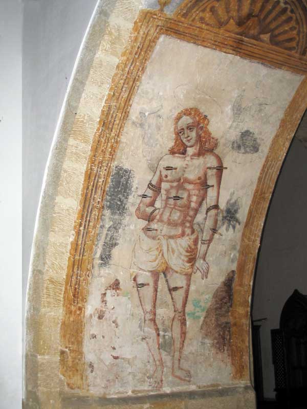 Iglesia Santa Cruz : fresque de San Sebastian