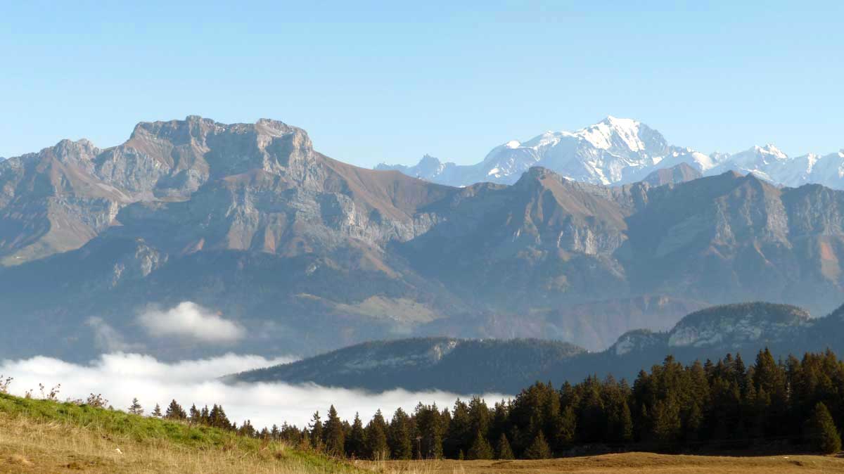 Tournette et le Mt-Blanc depuis le Crêt de Chatillon