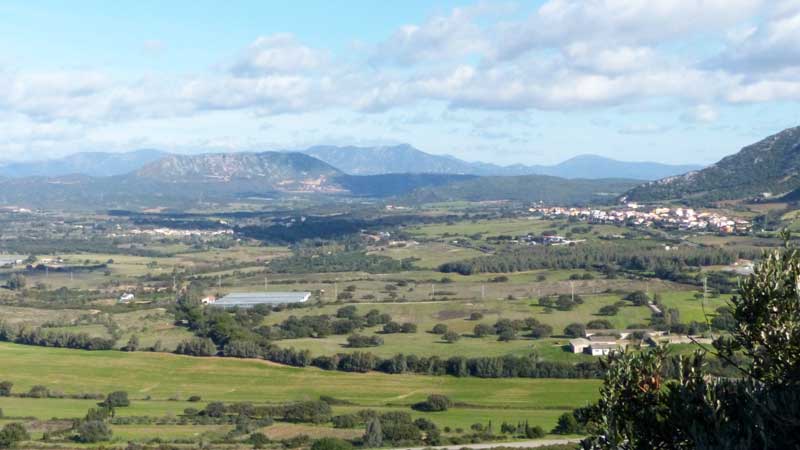 Depuis Monte-Sirai panorama sur la vallee
                    en-dessous à l'est