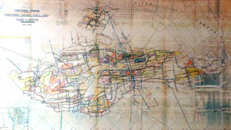 Carte des galeries sous le centre inhabité de la ville