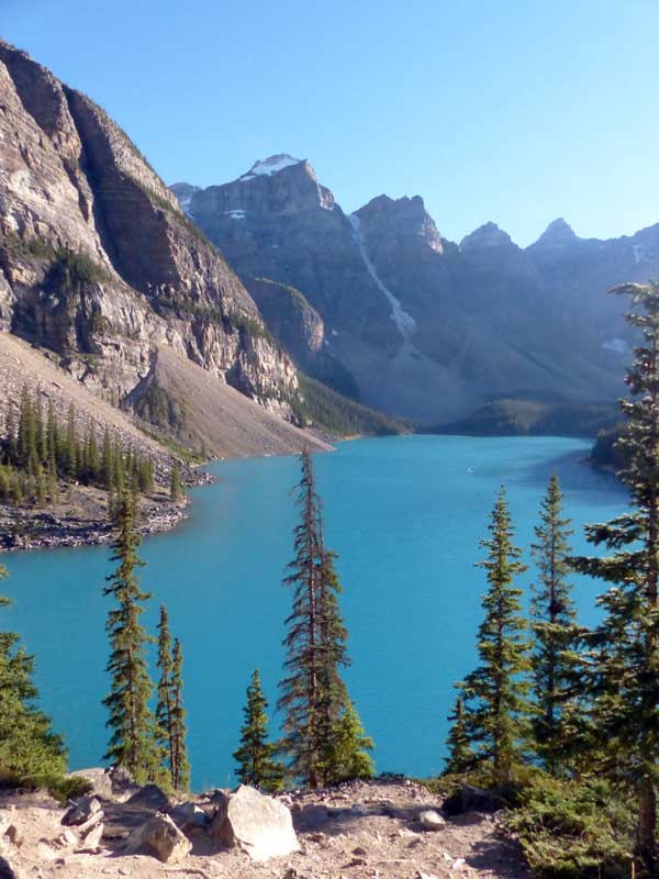 Soir sur le Lac Moraine depuis l'Éboulement