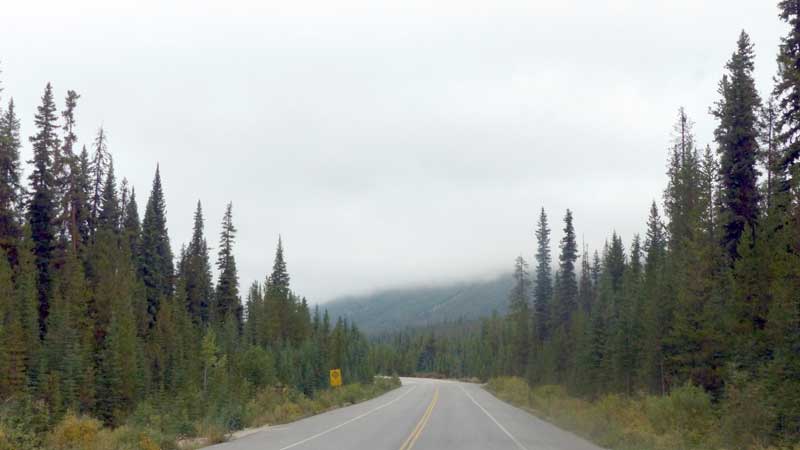 Sur la 93N vers Jaspe dans le nuage