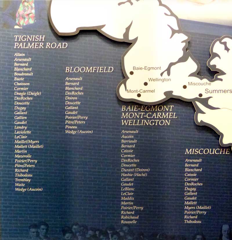 Miscouche, Musée acadien-: patronymes de
                    l'ouest de l'I.P.E.