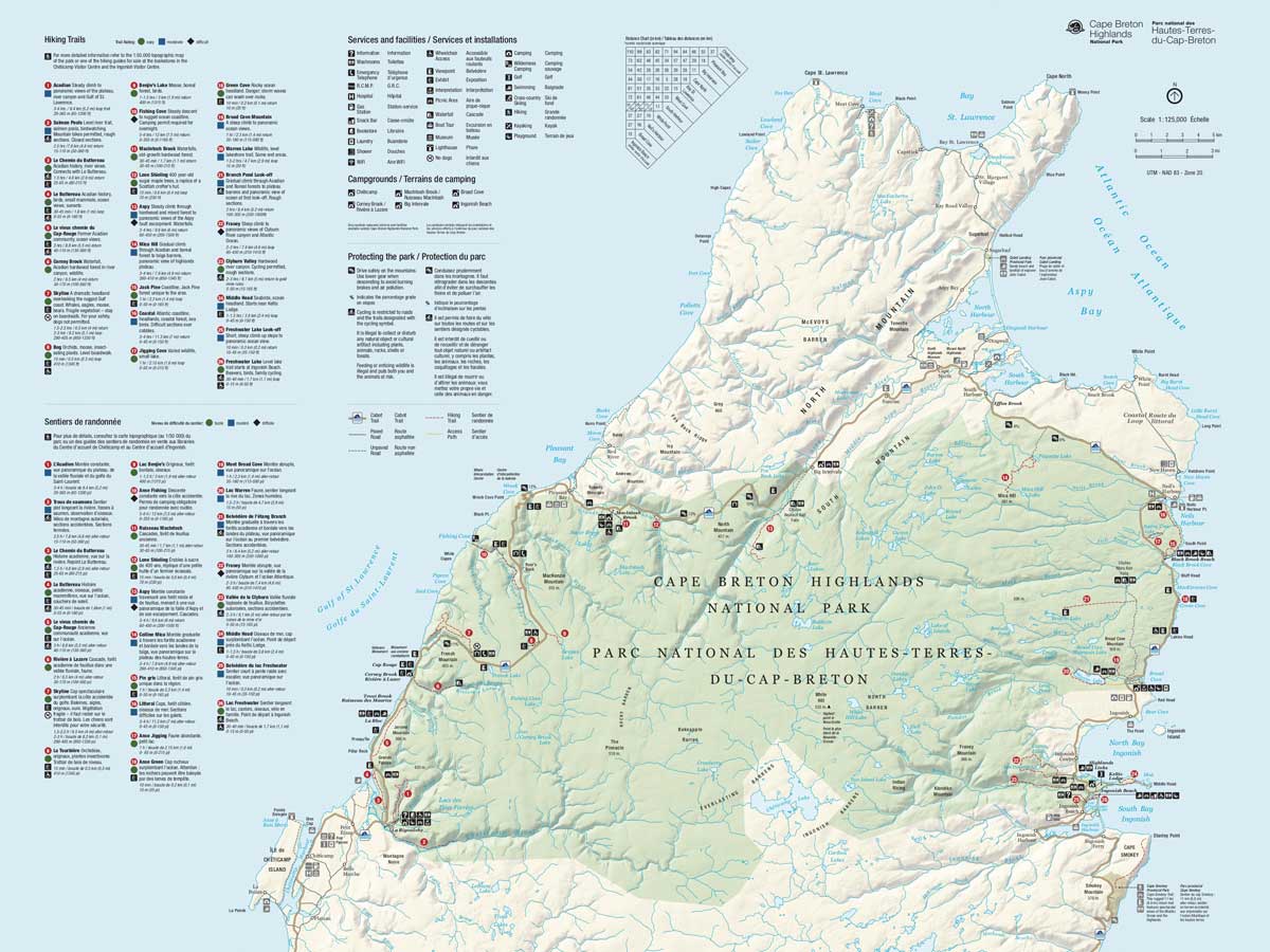Carte du Parc national du Cap-Breton