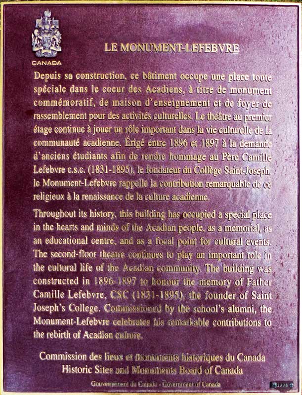 Memramcook-Monument-Lefebvre plaque