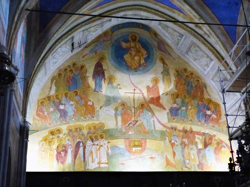 Saint Spiridon de Gargèse : grande fresque de la
                  tribune