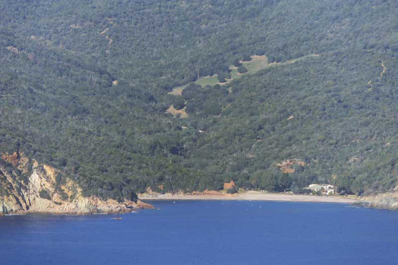 Depuis les Calanche de Piana, la plage de Gradelle sous
            Osani