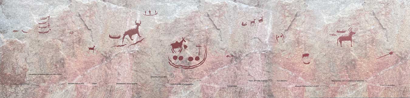 Agawa : L'ensemble des pictogrammes sur le
                    rocher