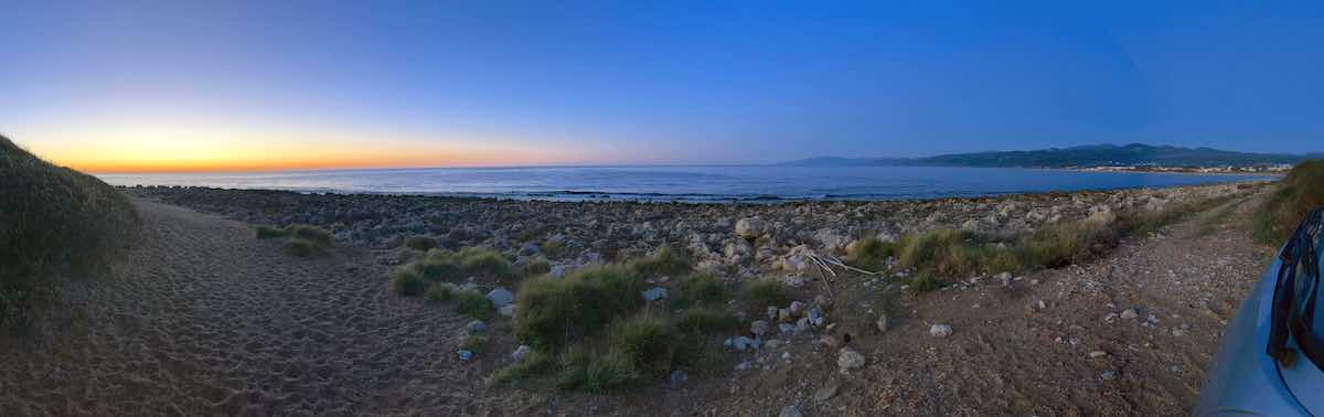Kiparissia, Triphylie 245 00 crépuscule devant mon
              bivouac