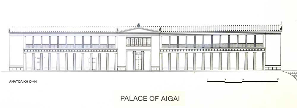 Vergina-facade-du-palais-d'Aigai-dessin